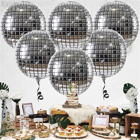 Pack Big Disco Ball Balloons For 70s Disco Party Decorations 4D Large