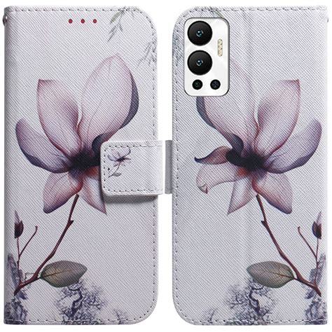 For Infinix Hot 12 Coloured Drawing Leather Phone Case Magnolia Flower Alexnld