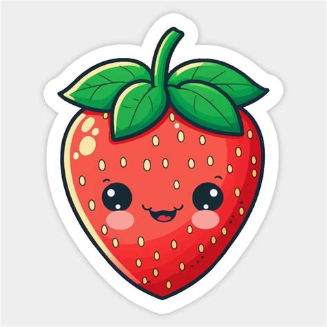 Cute Kawaii Strawberry Fruit Grower Farm - Cute Strawberry - Sticker ...