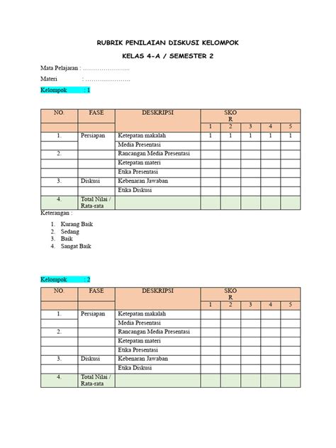 Rubrik Penilaian Diskusi Kelompo1 Pdf