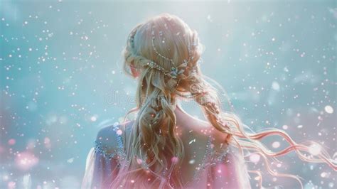 Beautiful Princess With Long Curly Blonde Hair In A Gorgeous Feminine Hairstyle In A Sparling