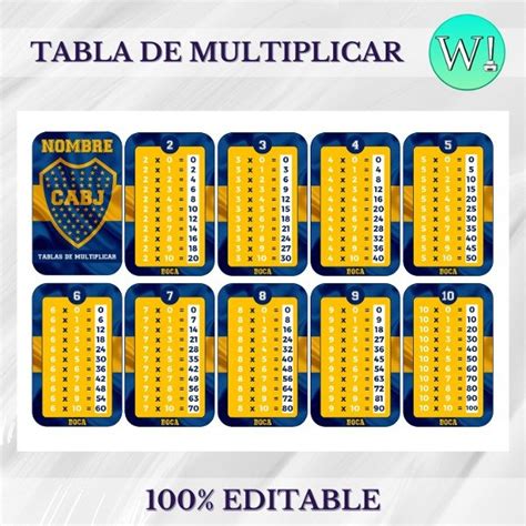 Kit Imprimible Tabla De Multiplicar Boca Juniors Wook Imprimibles