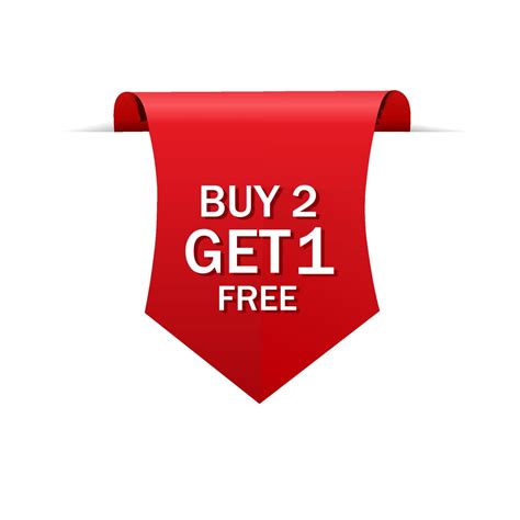 Buy 2, get 1 free banner. discount tag. Promo Tag. Store badge icon