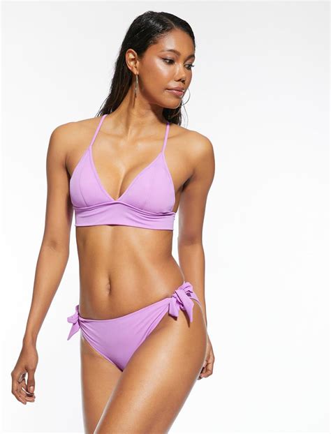 Mor Kadın Basic Bikini Altı Yandan Bağlama Detaylı Normal Bel
