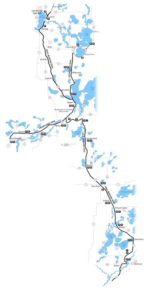 Paul Bunyan Trail Map Trail Section Overviews MN Bike Trails