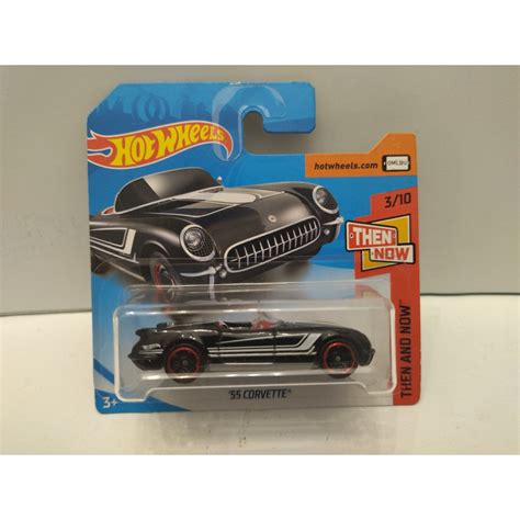 CHEVROLET CORVETTE C1 1955 CONVERTIBLE 3 10 THEN AND NOW 1 64 HOT WHEELS BCN STOCK CARS