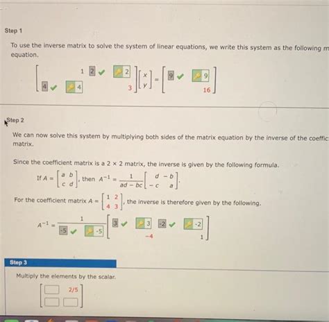 Solved Step 1 To use the inverse matrix to solve the system | Chegg.com