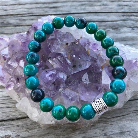 Chrysocolla Bracelet Crystal Healing Bracelet Charged With Reiki And Vogel Crystal Genuine