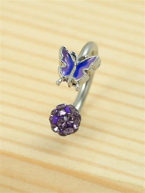 Women's Purple Butterfly Lip Ring Titanium Steel - Temu