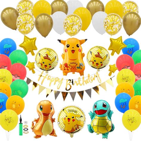 Piezas Pokemon Pikachu Globos De Fiesta Helium Foil Balloons