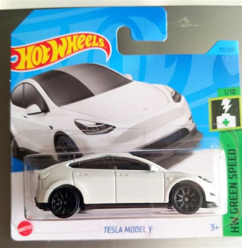 Hot Wheels Tesla Model Y White Hw Green Speed Perfect Birthday Gift Miniature Collectable Model