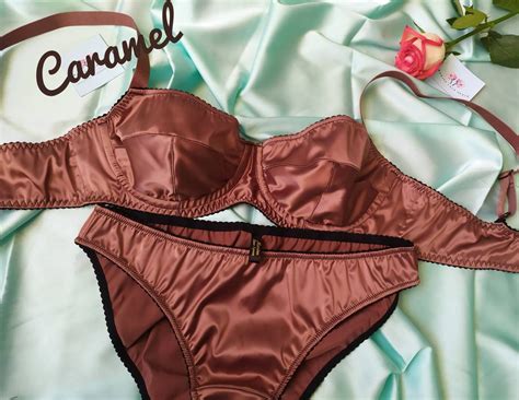 Satin Lingerie Set Pink Silky Underwear Green Sexy Panties Etsy