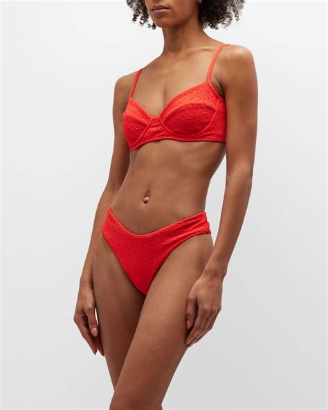 Mara Hoffman Cece Crinkled Bikini Bottoms Neiman Marcus