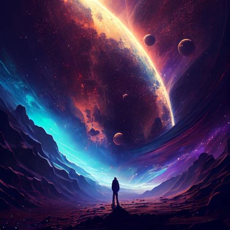 Premium Ai Image A Person Stands In Front Of A Planet With A Planet