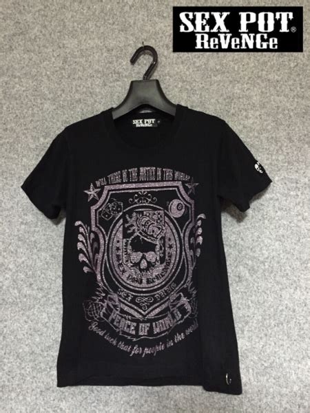 SEX POT ReVeNGe スカルラメプリント 半袖Tシャツ カットソー 黒 S セックスポットリベンジ 半袖Tシャツ 売買された