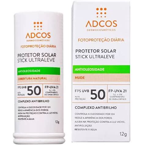 Protetor Solar Stick Adcos Fps Ultra Leve Nude G Frete Gr Tis
