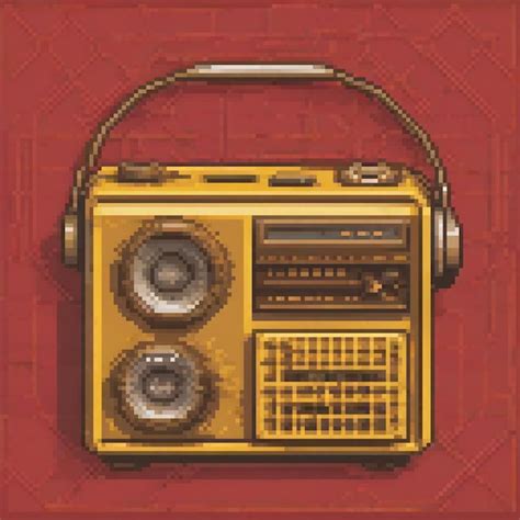 Retro Pixel Art Boombox On Vibrant Red Backdrop Premium Ai Generated