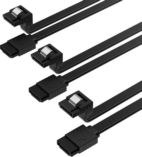 SABRENT SATA Cable 6Gbps Sata 3 Cable 3 Pack Hdd Ssd Data Cable L