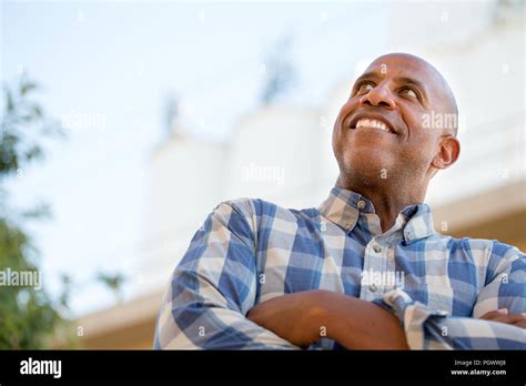 Happy Mature African American Man Smiling Outside Stock Photo Alamy