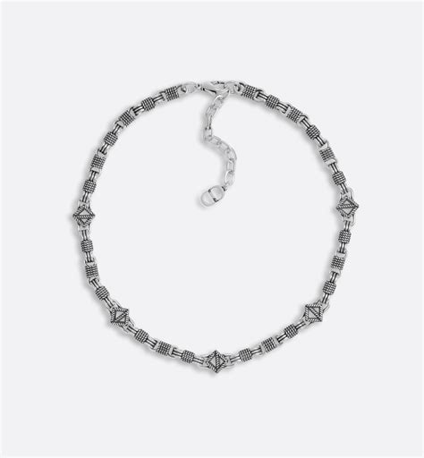 Collier Cd Diamond Buffalo Laiton Argenté Vieilli Dior
