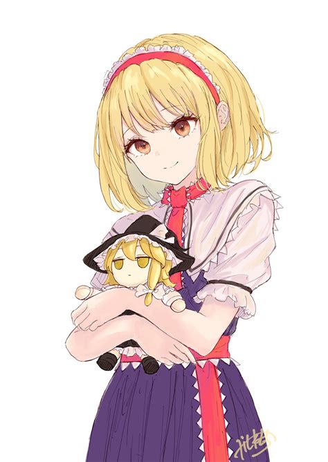 The Big ImageBoard TBIB Girl Alice Margatroid Blonde Hair Blue Dress Brown Eyes Dress Fumo