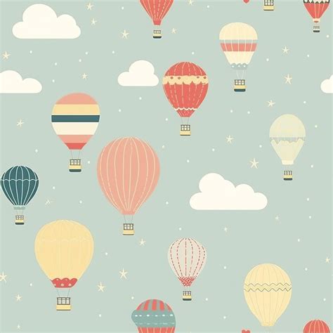 Up Up And Away Playful Hot Air Balloons Seamless Pattern In Vibrant Hues Premium AI Generated