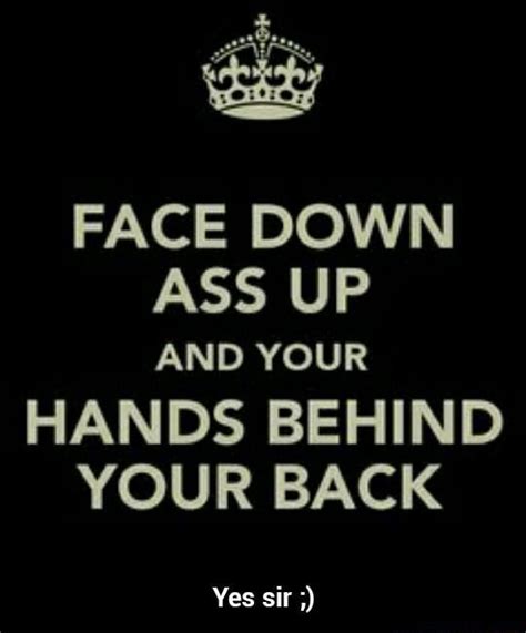 Face Down Ass Up And Your Hands Behind Your Back Yes Sir Yes Sir