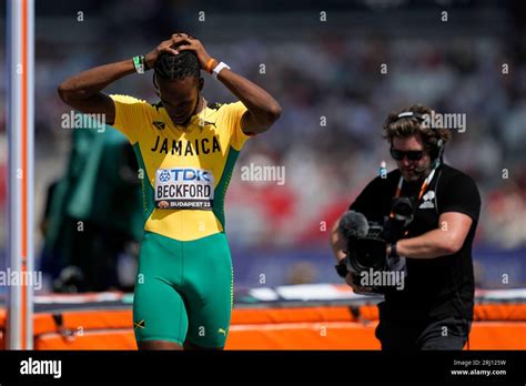 Romaine Beckford Of Jamaica Reacts After A Failed Attempt In The Men