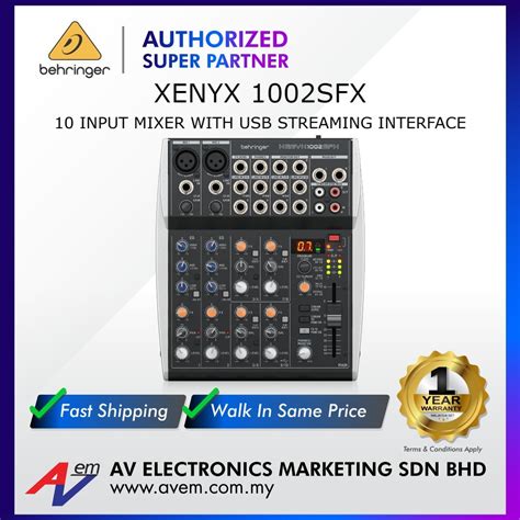 BEHRINGER XENYX 1002SFX Premium Analog 10 Input Mixer With USB