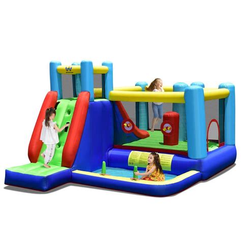 Gymax 8 In 1 Kids Inflatable Bounce House Bouncy Castle Indoor Outdoor