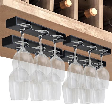 Vaisoeny Wine Glass Holder Wine Glass Rack 4 Pack No Drilling Wine Glass Holder