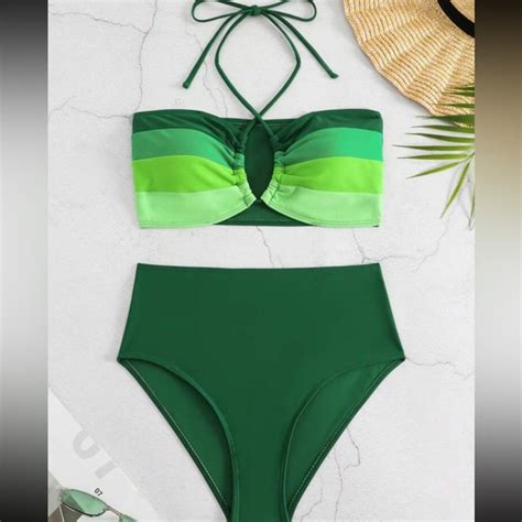 Rebellious Rose Swim Color Block Halter High Waisted Bikini Swimsuit Poshmark