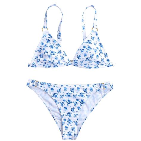 Gewsey Women S Triangle Bikini Floral String Bikini Set Two Piece