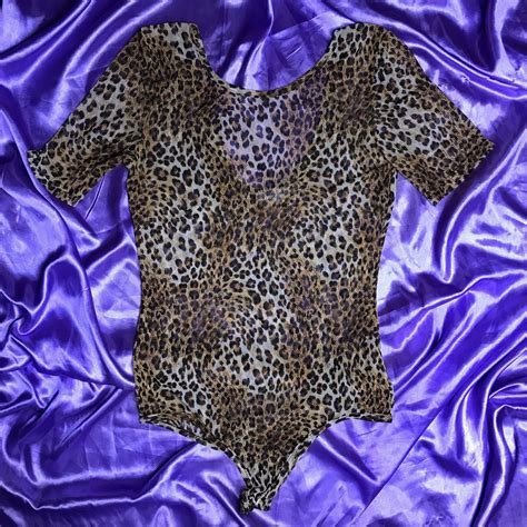 Vintage Leopard Mesh Lingerie Bodysuit Perfect For Depop