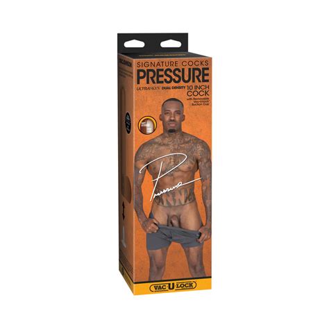 Pressure Dildo 10in UltraSkyn W Balls Black Doc Johnson Satisfaction