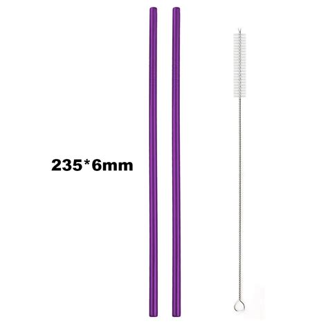JANKNG 2 шт цветная фиолетовая металлическая соломинка 304 нержавеющая ...