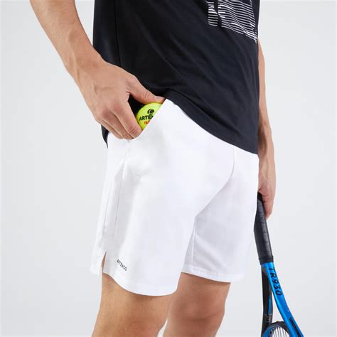mens tennis shorts essential white snow white kuikma decathlon