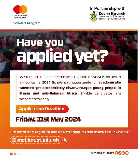 Call For Applications For Mastercard Foundation Scholarship 20242025