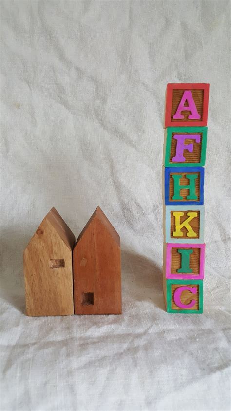 Wooden Alphabet Blocks Vintage Blocks Nursery Decor | Etsy