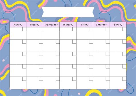 Симпатичный ежемесячный календарь с забавными комическими абстрактными ...