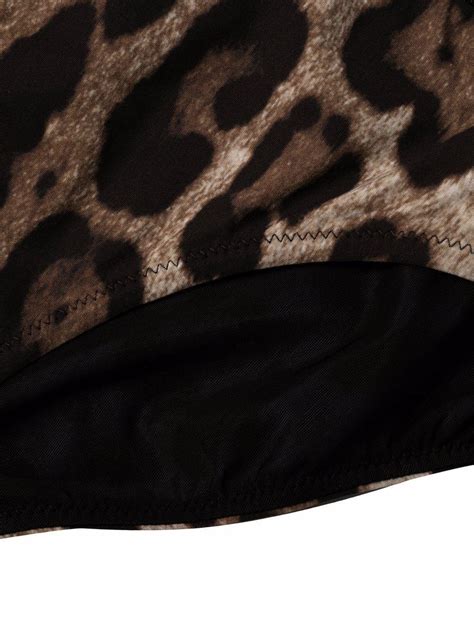 Dolce Gabbana Leopard Print Logo Bikini Set Black Editorialist