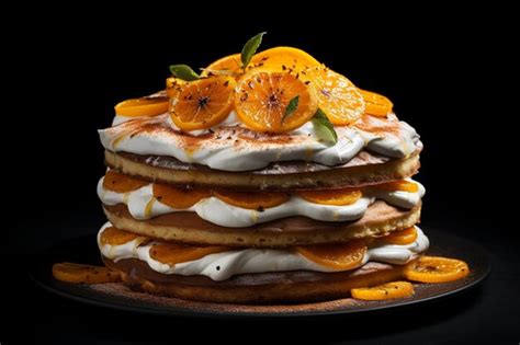 Premium Photo Naked Cake With Orange Slices On Top