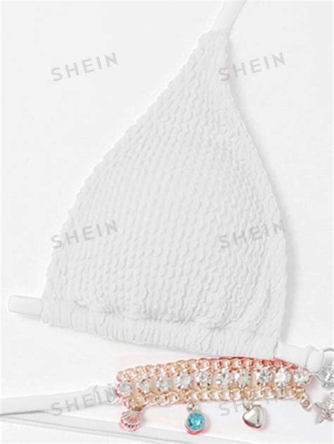 SHEIN Swim Conjunto de bikini texturizado Top sujetador triángulo con