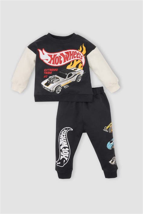 Defacto Erkek Bebek Hot Wheels Bisiklet Yaka Sweatshirt Beli Lastikli Eşofman Altı li Takım