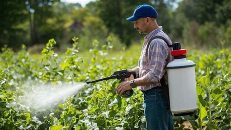 A Man With A Gun Is Spraying A Field Of Beans Premium Ai Generated Image