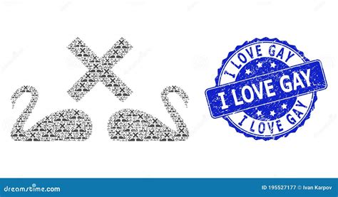 Caucho Me Encanta El Sello De Redondeo Gay Y El Divorcio Recursivo Swans Collage De Iconos