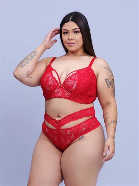 Comprar Conjunto De Lingerie Bojo E Renda Plus Size Mocian