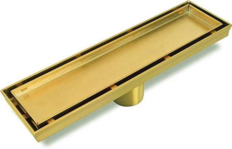 Neodrain Brushed Brass Inch Linear Shower Drain With In Flat