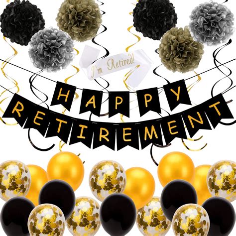SAVITA 34Pcs Happy Retirement Party Decorations, Retirement Banner ...