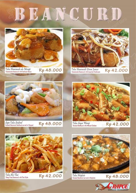 Carta De Crapoe Seafood Restaurant Yakarta Ruko Marinatama Blok C12 A
